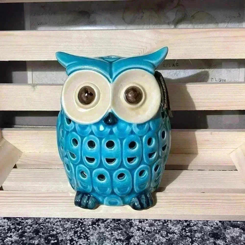 GC Naturals Ceramic Owl Figurine Decor Sachet Holder Blue 5-3/4 “